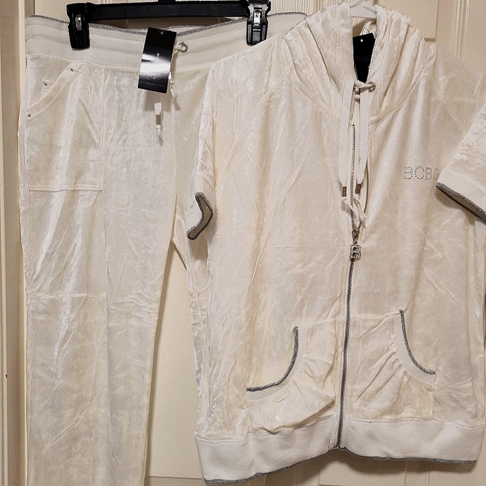 BCBG Cream Track Pants & Joggers